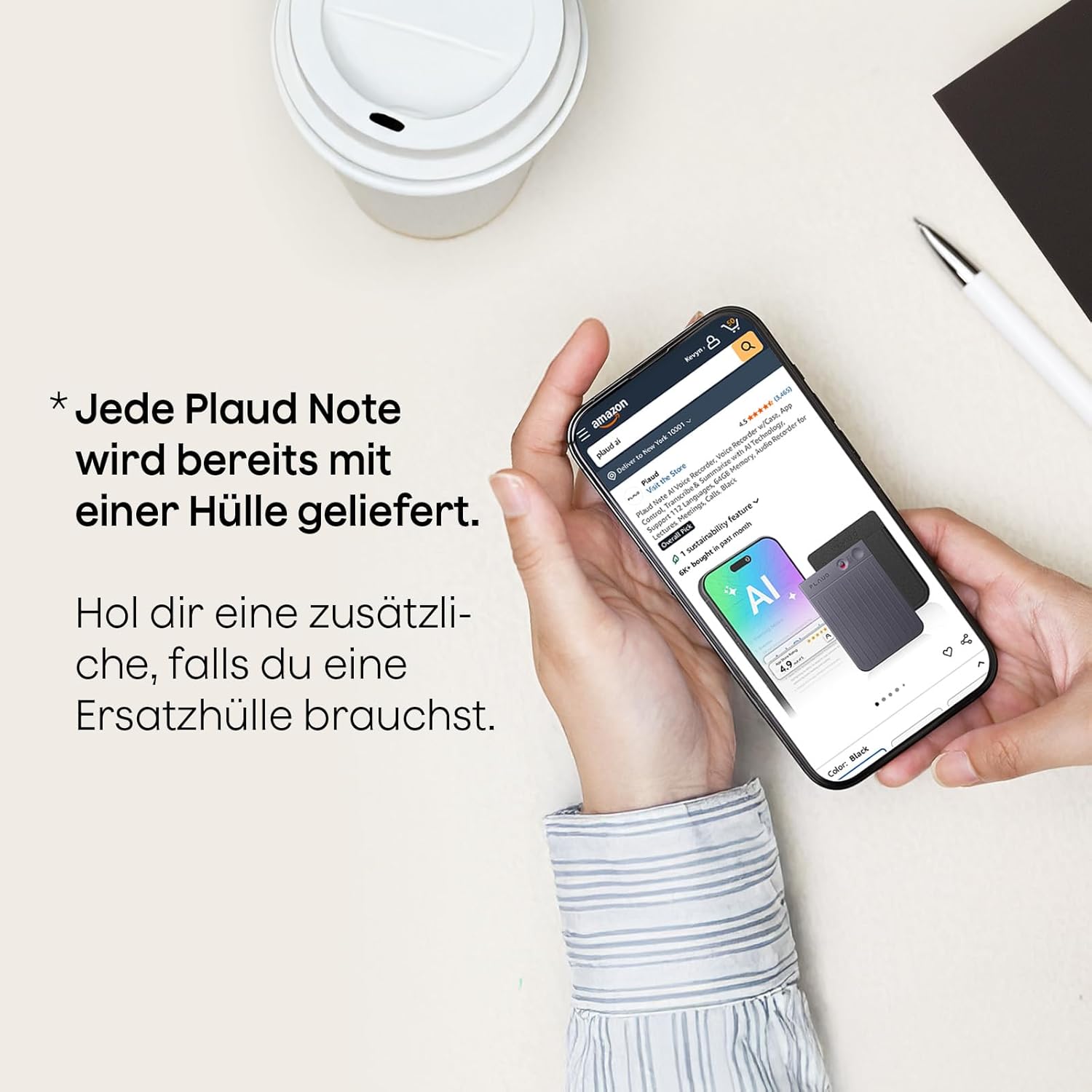 ⚡ Elektro & Technik – PLAUD NOTE AI Digital Voice Recorder, 64 GB Aufnahmegerät mit ChatGPT 4o zum Transkribieren und Zusammenfassen, One-Touch-Aufnahme, Rauschunterdrückung, 30 Stunden Aufnahme für Vorlesungen – Bild 9