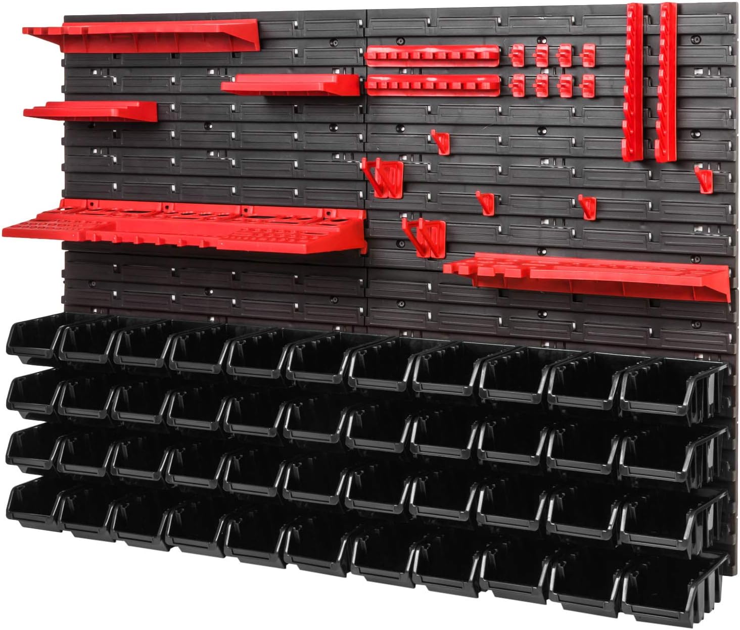 🔥 Angebote & Aktionen – Storage System Workshop Shelving - 1152 mm x 780 mm - Wall Shelf with 44 Pieces Stackable Boxes and Tool Holder - Shelf Wall Plates Extra Strong System. – Bild 2