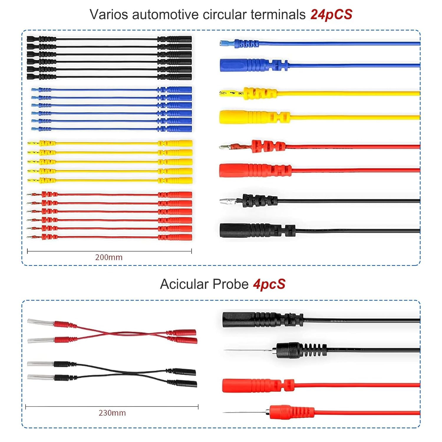 🚗 KFZ & Werkstatt – 92 Multimeter Test Leads Set, Test Lead Set with 72 Connections, Crocodile Clip and Test Probes for Car Fault Diagnosis/Tool Box, Cable Set, Fault Diagnosis Test Cable – Bild 5
