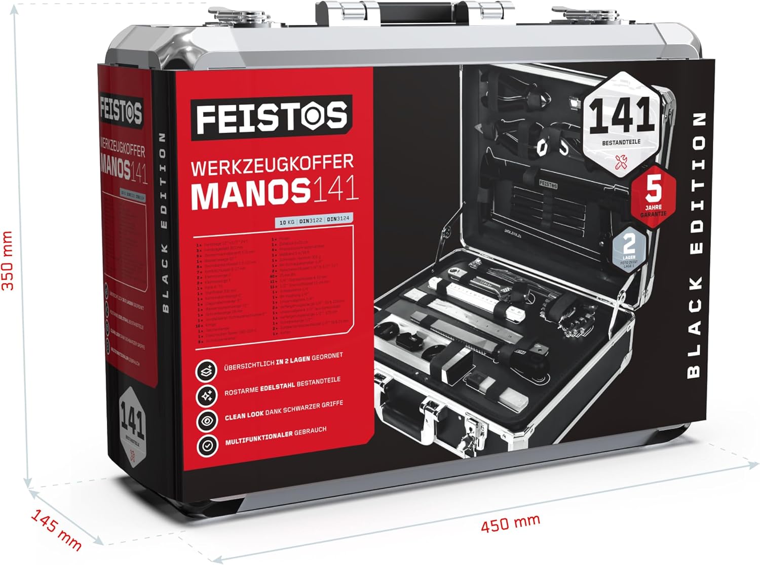 🔥 Angebote & Aktionen – Manos 141 Tool Box, Equipped with 141 High-Quality Tools, Robust Steel Case with Metal Clasps, Ergonomic Carry Handle, Ideal for Mobile Use – Bild 7