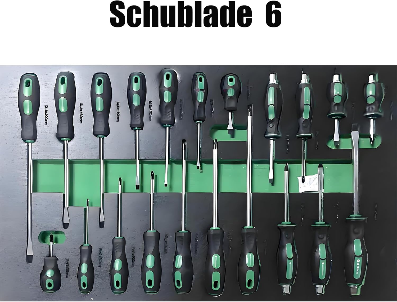 ⚒️ Bau & Montage – Rollbarer Werkstattwagen mit 7 Schubladen und doppelten Ablagen, Arbeitsplatte aus Holz für Garage, Werkstatt oder Außenbereich, 300 kg Tragkraft (7 Schubladen mit 258 Werkzeugteilen) – Bild 8