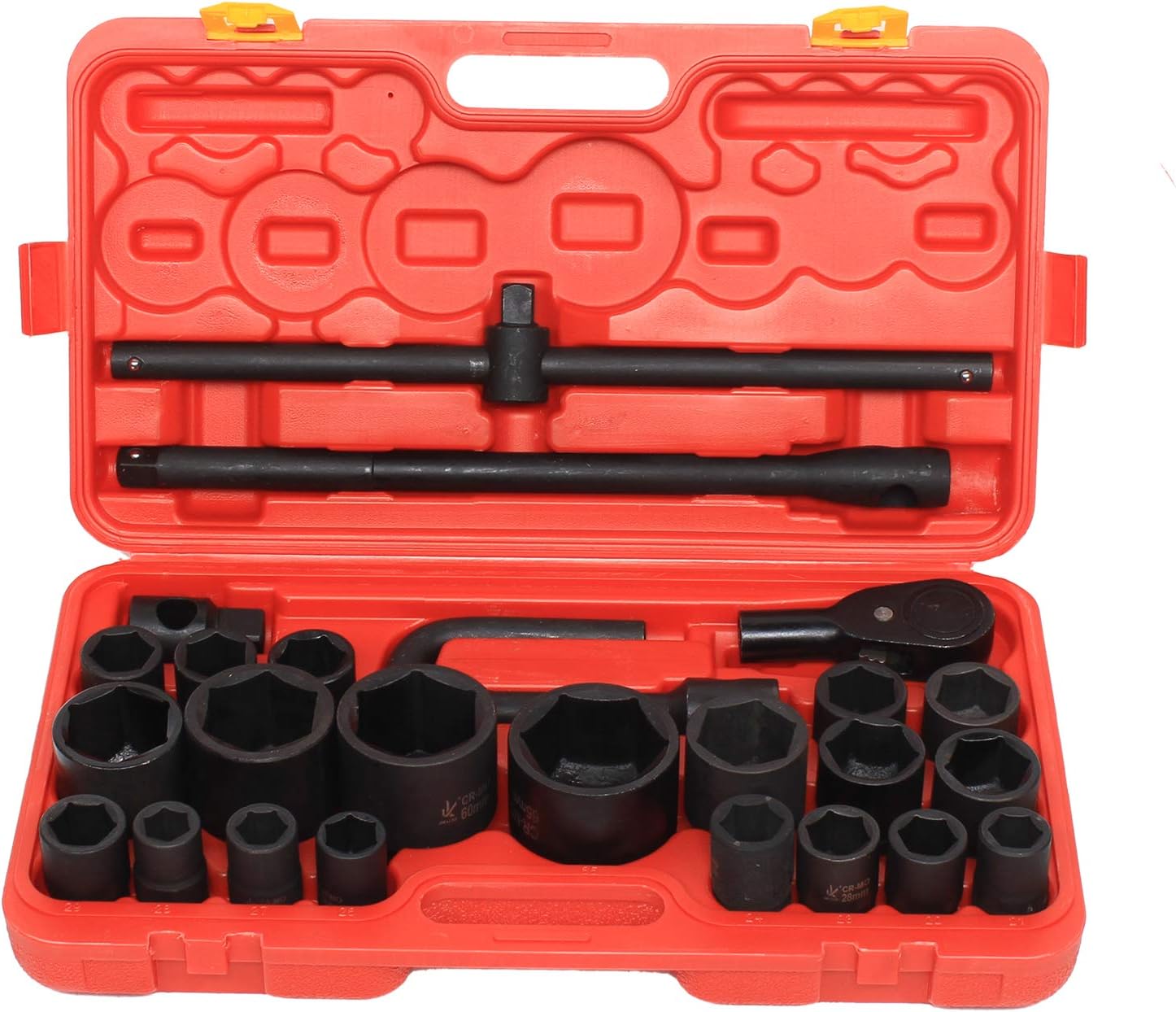 🚗 KFZ & Werkstatt – Socket Spanner Set, 3/4 Inch and 1 Inch 21-65 mm Sockets with Plastic Case, Nut Box, Ratchet Box for Car, for Trucks, Commercial Vehicles, Agriculture