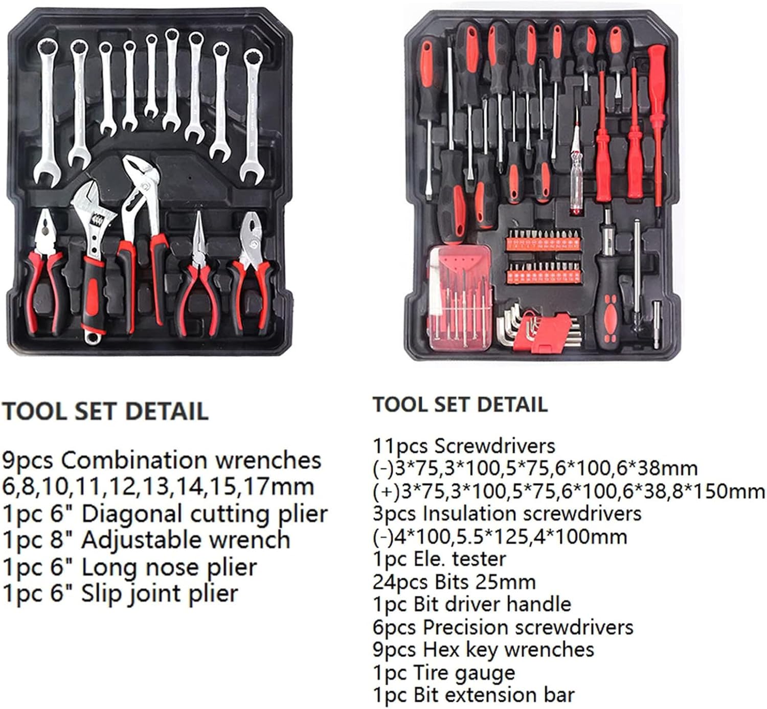 🚗 KFZ & Werkstatt – 187 Piece Tool Set with Rolling Case, Hand Tool Set with Aluminum Trolley Box, Universal Car Repair Tool Kit, Portable Tool Box for Manual Repairs, Daily Home Maintenance – Bild 3