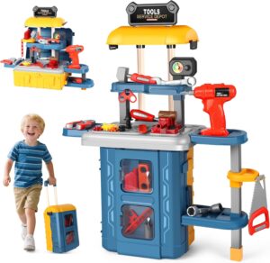 ⚡ Elektro & Technik – 3-in-1-Werkzeugkasten für Kinder, 46-teiliges Werkzeugset Kinder mit elektrischer Spielzeugbohrmaschine, Rollenspielspielzeug, Lernspielgeschenk ab 3 4 5 6 7 Jahren Jungen Mädchen