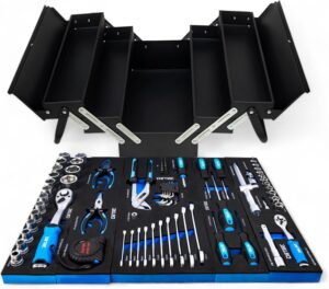 🔥 Angebote & Aktionen – Black Edition Classic Metal Tool Box Filled with Tools 86-Piece Assortment Black Tool Box