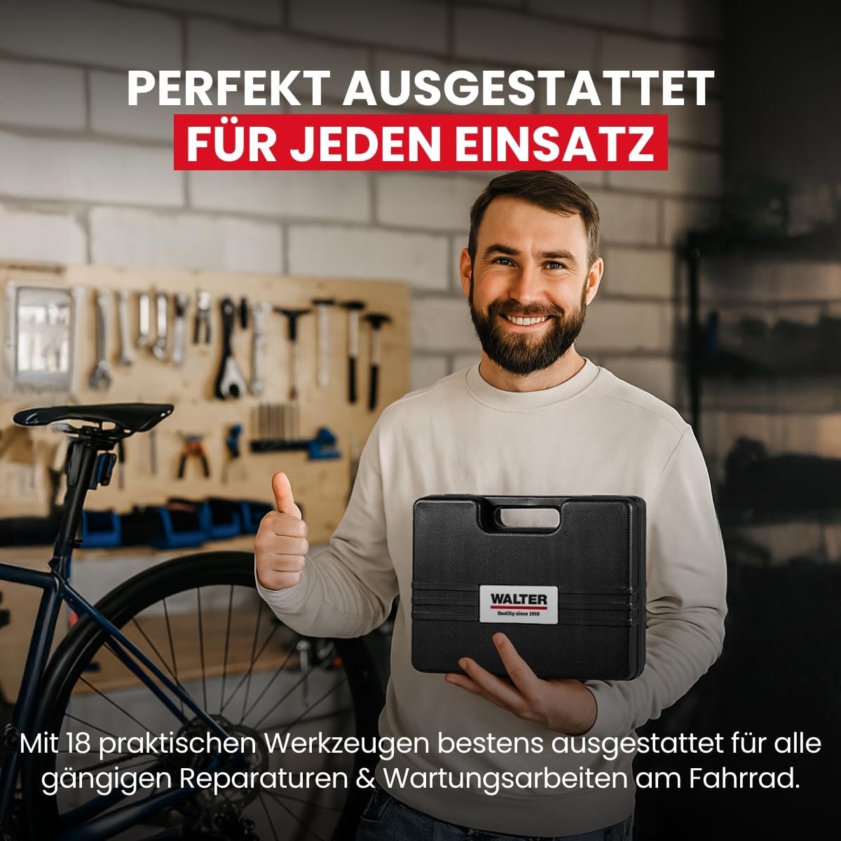 🔥 Angebote & Aktionen – WALTER Bicycle Tool Box 18-Piece Bicycle Tool Set, High-Quality Multifunctional Case, Robust Transport Case, Also Perfect for Hobby Bikers, Equipped with Most Important Tools – Bild 2