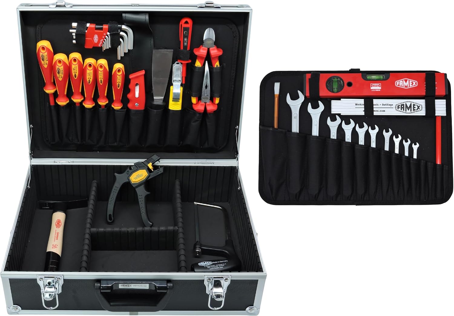 ⚡ Elektro & Technik – FAMEX 789-10 Alu-Werkzeugkoffer mit Werkzeugset für Elektriker – Profi-Werkzeugkoffer – Viele Werkzeuge Made in Germany, viel Stauraum, 45,5 x 35,5 x 16 cm – Bild 2