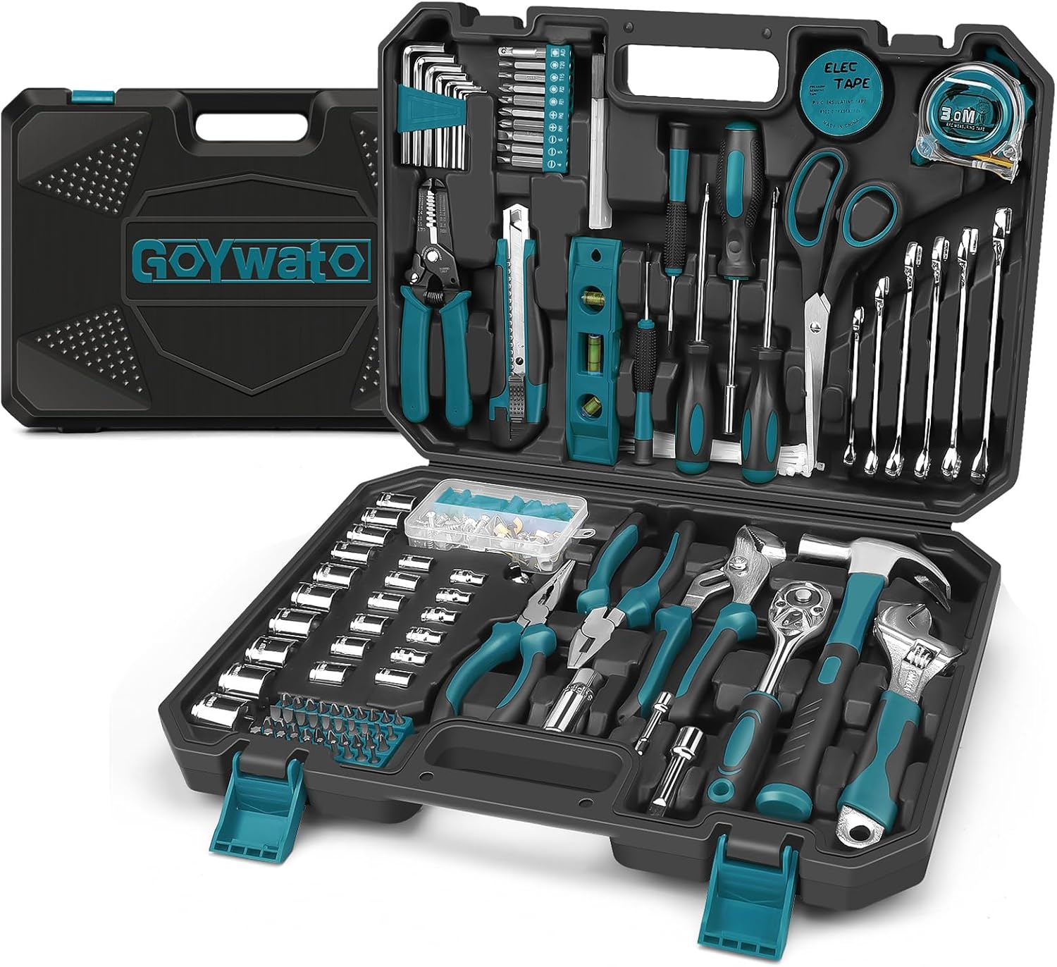 🔥 Angebote & Aktionen – Professional Filled Tool Box 287 Pieces - Tool Box Filled Tool Set for Household with Ratchet Wrench Socket Pliers Adjustable Wrench Multifunctional Tool Blue