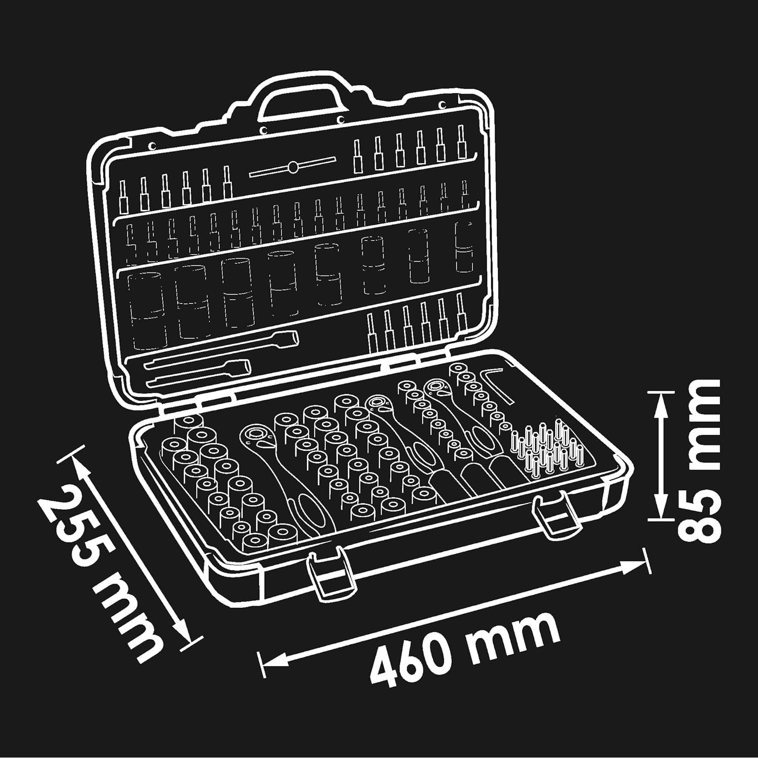 🚗 KFZ & Werkstatt – Vigor Socket Spanner Set (172 Pieces, incl. Reversible ratchet, extensions, various socket wrenches and bits) V2461N – Bild 5