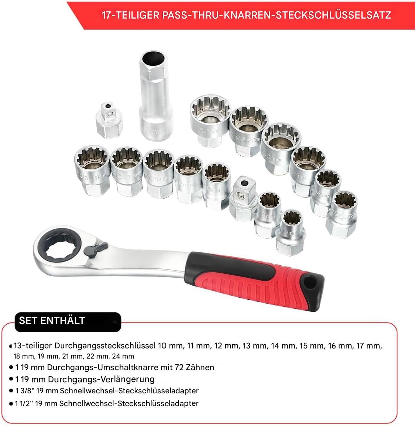 🚗 KFZ & Werkstatt – Generisch Socket Wrench Set, Mechanic Tool Box, Compact Tool Set for Car Maintenance and Electrical Installation – Bild 4