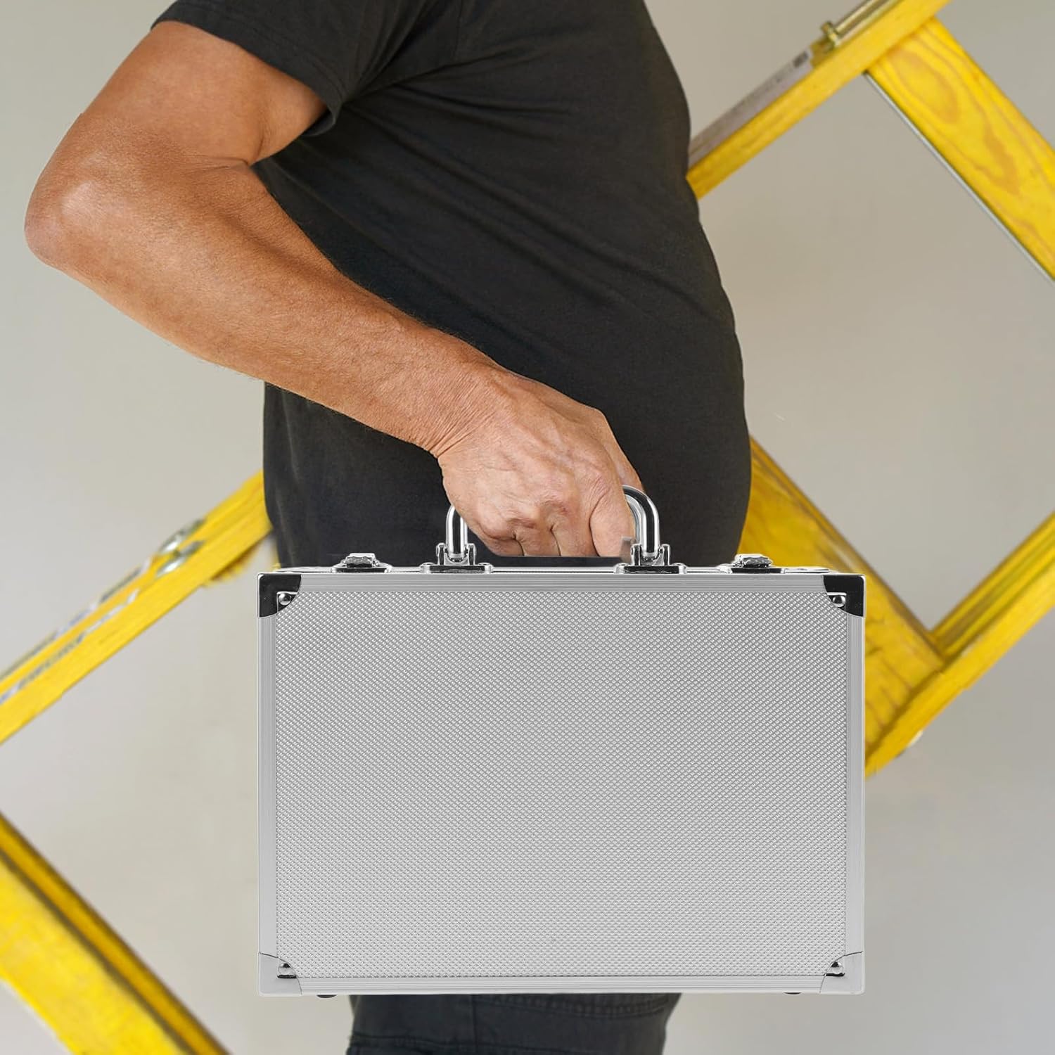 ⚒️ Bau & Montage – Yardenfun Werkzeugkoffer Aluminiumlegierung Tragbar mit Schaumstoffpolsterung und Zahlenschloss Kompakt 28X19,5X8cm für Handwerker und Heimwerker – Bild 7