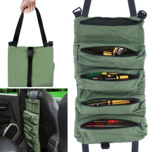 ⚡ Elektro & Technik – Canvas-Schraubenschlüssel-Werkzeugtasche, Mehrzweck-Rolltasche, Werkzeug-Rolltasche, Schraubenschlüssel-Rolltasche, Werkzeugtasche mit 5 Reißverschlusstaschen für Handwerker/Elektriker, grün