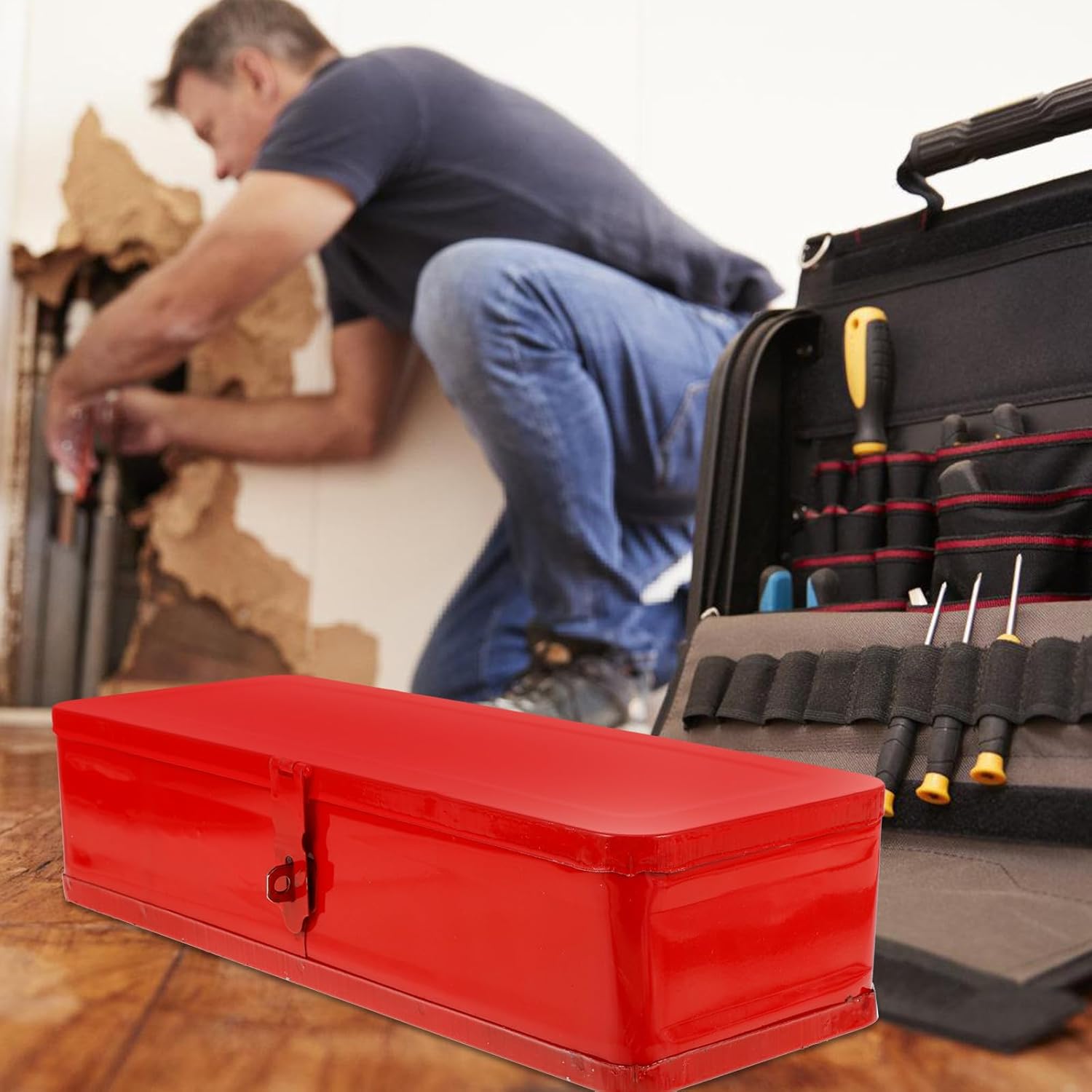 🚗 KFZ & Werkstatt – Alipis Thickened Metal Tool Box Compact Car Tool Box with Carry Handle Robust Tool Organiser for Car and DIY Tools – Bild 7