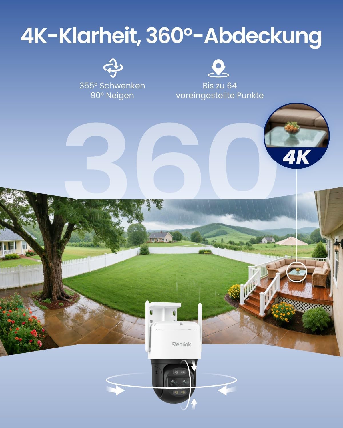 ⚡ Elektro & Technik – Reolink 4K 8MP Wi-Fi 6 PTZ Überwachungskamera für den Außenbereich mit Dual-Objektiv, Auto-Tracking-Zoom, WiFi-Kamera für den Außenbereich mit 3 intelligenten Erkennungsmodi, 30 m Farb-Nachtsicht, Außenkamera, Dual View, TrackMix WiFi – Bild 2