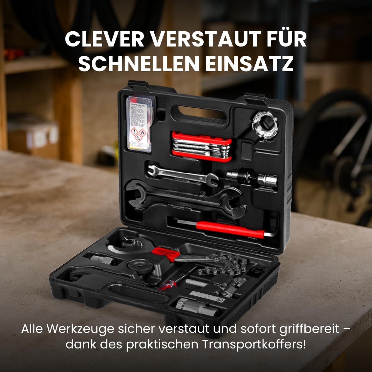 🔥 Angebote & Aktionen – WALTER Bicycle Tool Box 18-Piece Bicycle Tool Set, High-Quality Multifunctional Case, Robust Transport Case, Also Perfect for Hobby Bikers, Equipped with Most Important Tools – Bild 3