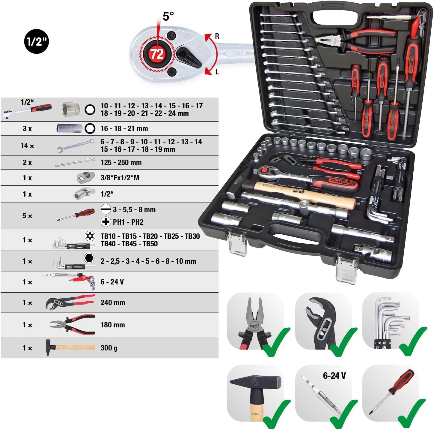 🔥 Angebote & Aktionen – KS Tools 917.0047 1/2 Inch Universal Tool Set, 47 Pieces – Bild 2