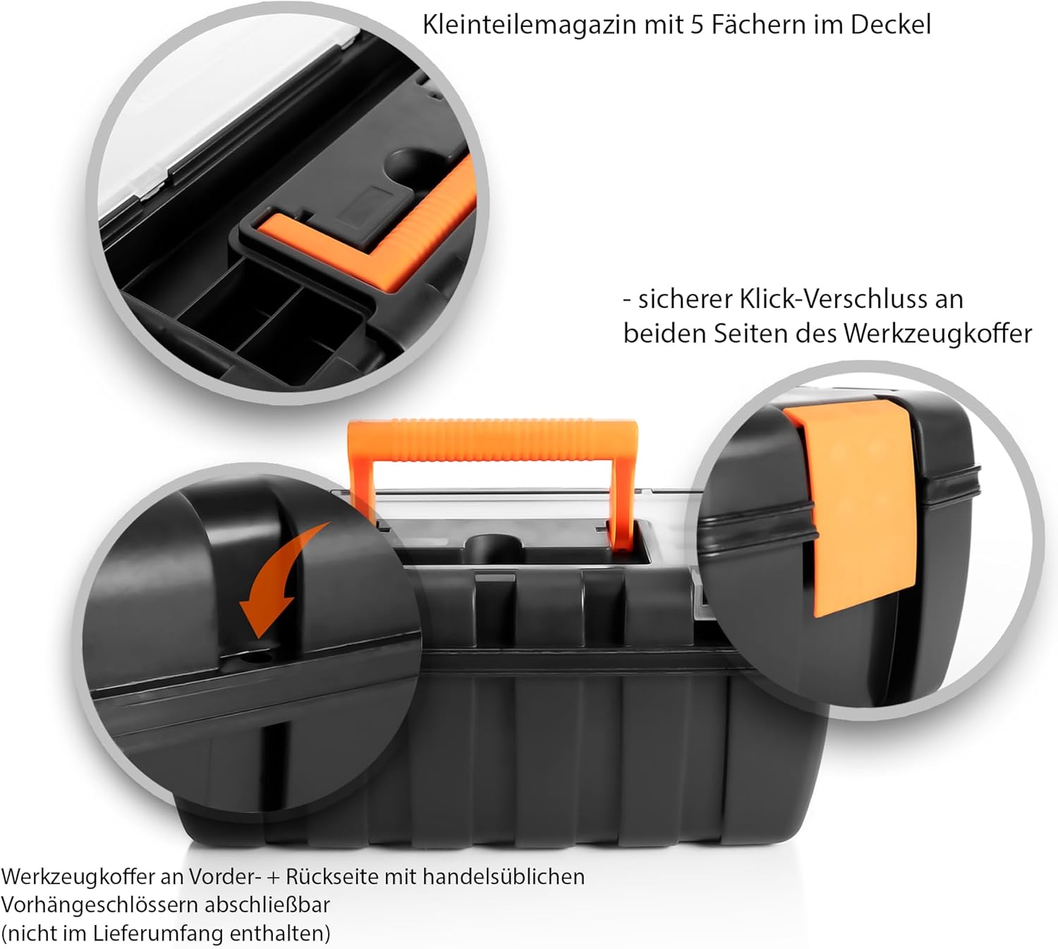 🔥 Angebote & Aktionen – BigDean Empty Tool Box 37 x 20 x 16 cm - Made of Shatterproof Plastic - with Inner Shelf and Small Parts Magazine - Made in Italy – Bild 4