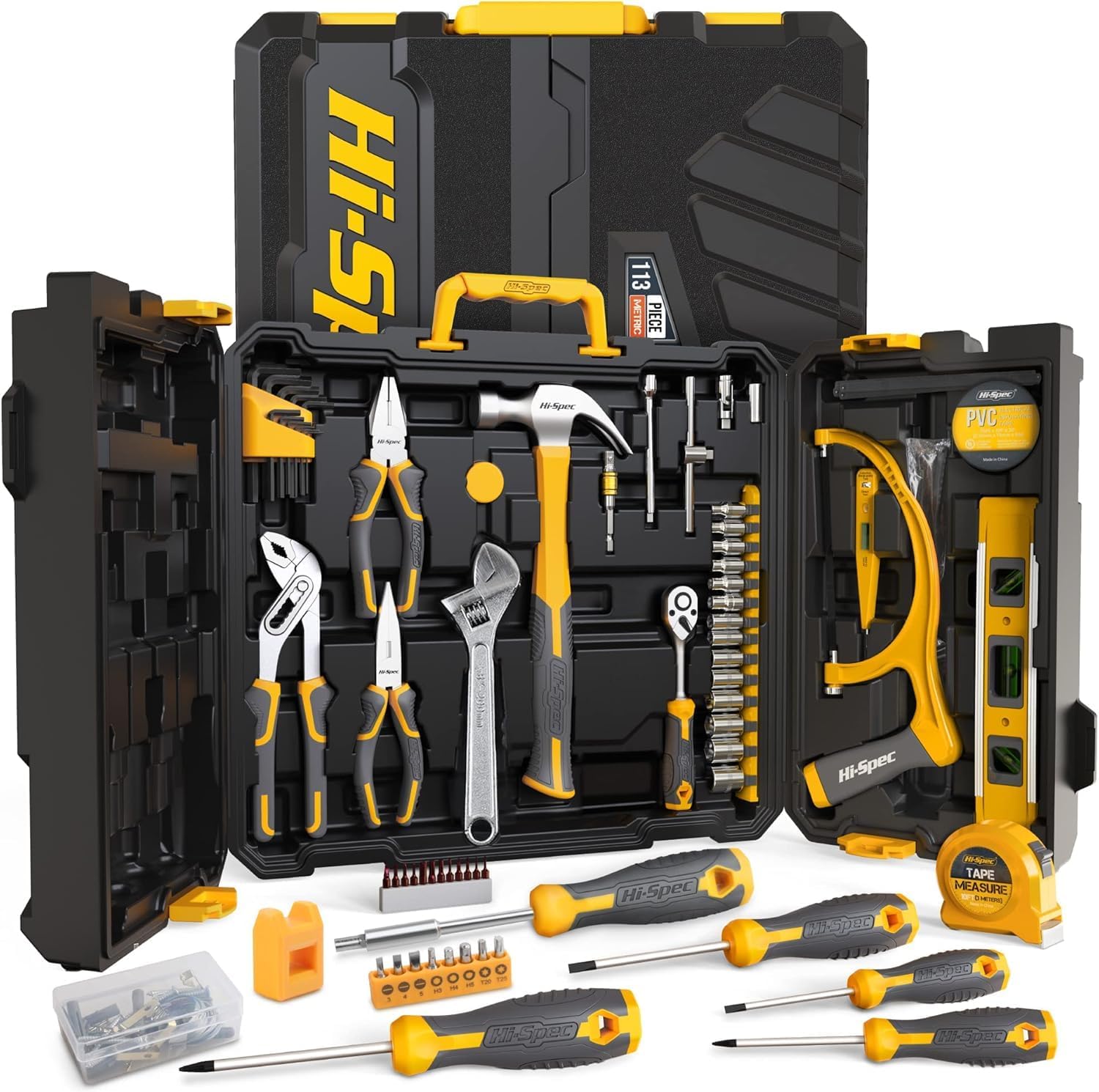 🔥 Angebote & Aktionen – Hi-Spec 113-Piece Tool Box Filled with Most Common Tools. Complete Case Set Ideal for DIY Enthusiasts