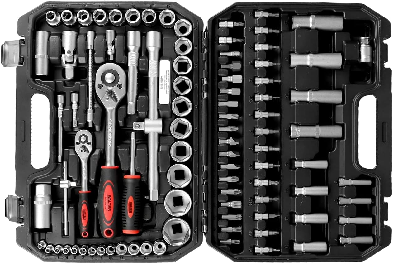 🚗 KFZ & Werkstatt – WALTER Socket Set 94 Pieces with Two Reversible Ratchets, Numerous Bits and Socket Wrench – Bild 2