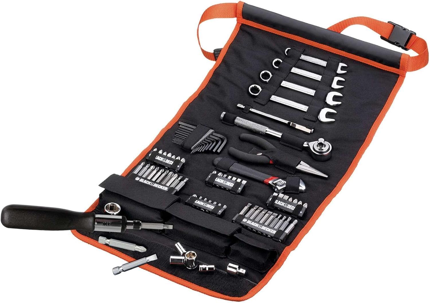 🚗 KFZ & Werkstatt – Black + Decker A7063 76-teilig Handliche Roll-Tasche mit Autowerkzeug-Zubehör – Bild 2