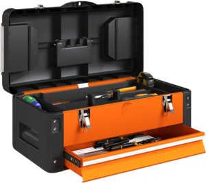 ⚡ Elektro & Technik – HOMCOM Leerer Werkzeugkasten, robuster Werkzeugkasten mit Schubladenfächern, Tragegriff, Werkzeugkasten für Werkzeug, Haushalt, Werkstatt, Orange