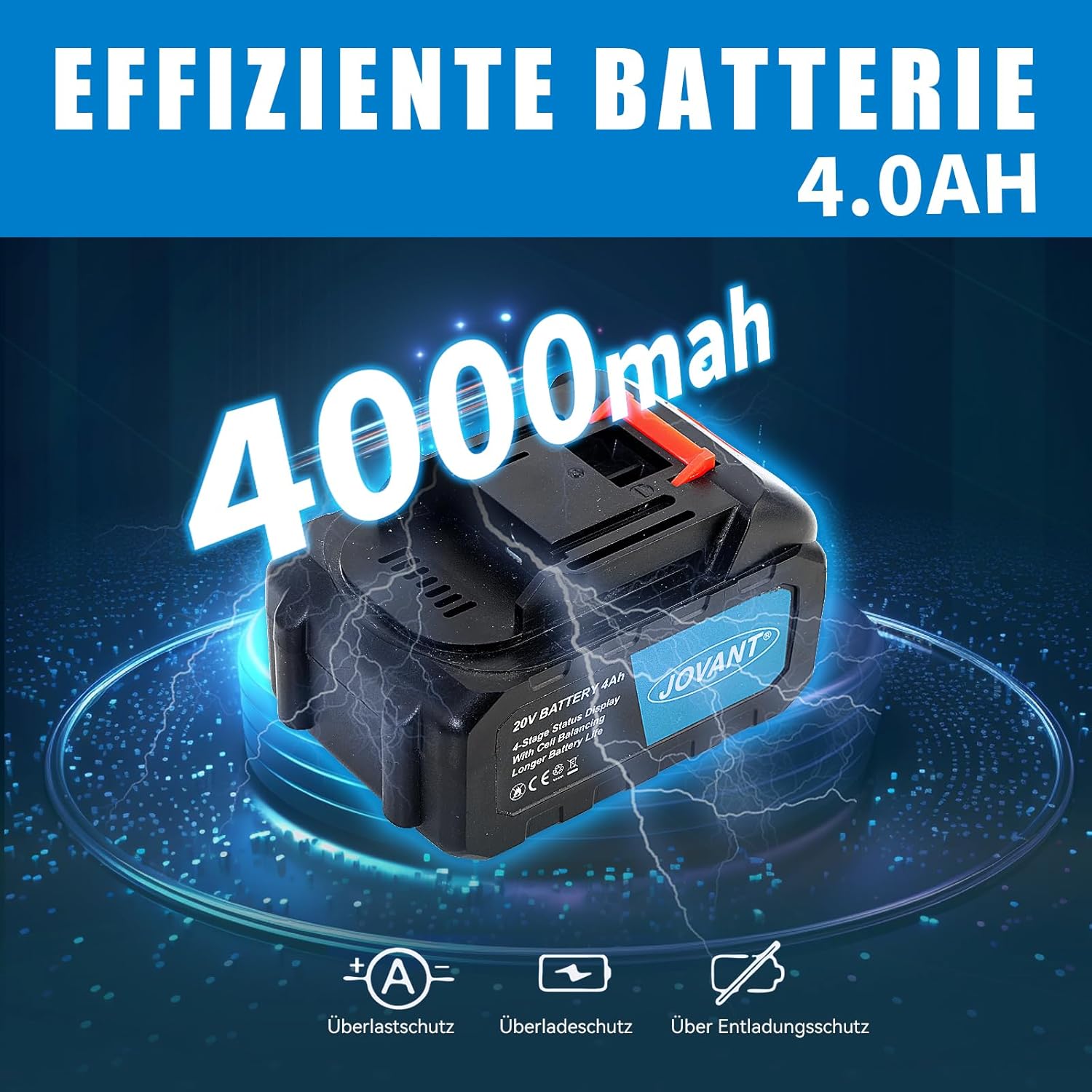 🚗 KFZ & Werkstatt – Battery Impact Wrench, 20 V Max, 1474 Ft-lbs Impact Wrench, 2 x 4.0 Ah Battery, Socket Wrench Accessories, 6 Speed Trigger, LED Light, Quick Charger, Sockets, Rotary Impact Wrench for Car Animals JOVANT – Bild 5