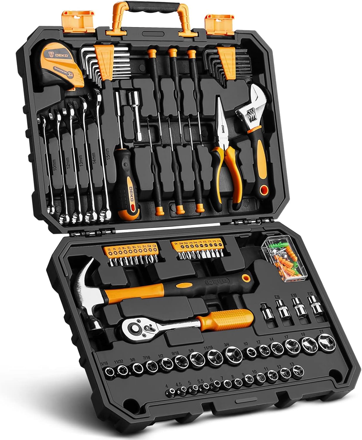 🚗 KFZ & Werkstatt – 128 Piece Socket Wrench Tool Set Auto Repair Mixed Tool Combination Package Hand Tool Kit with Plastic Toolbox Storage Case