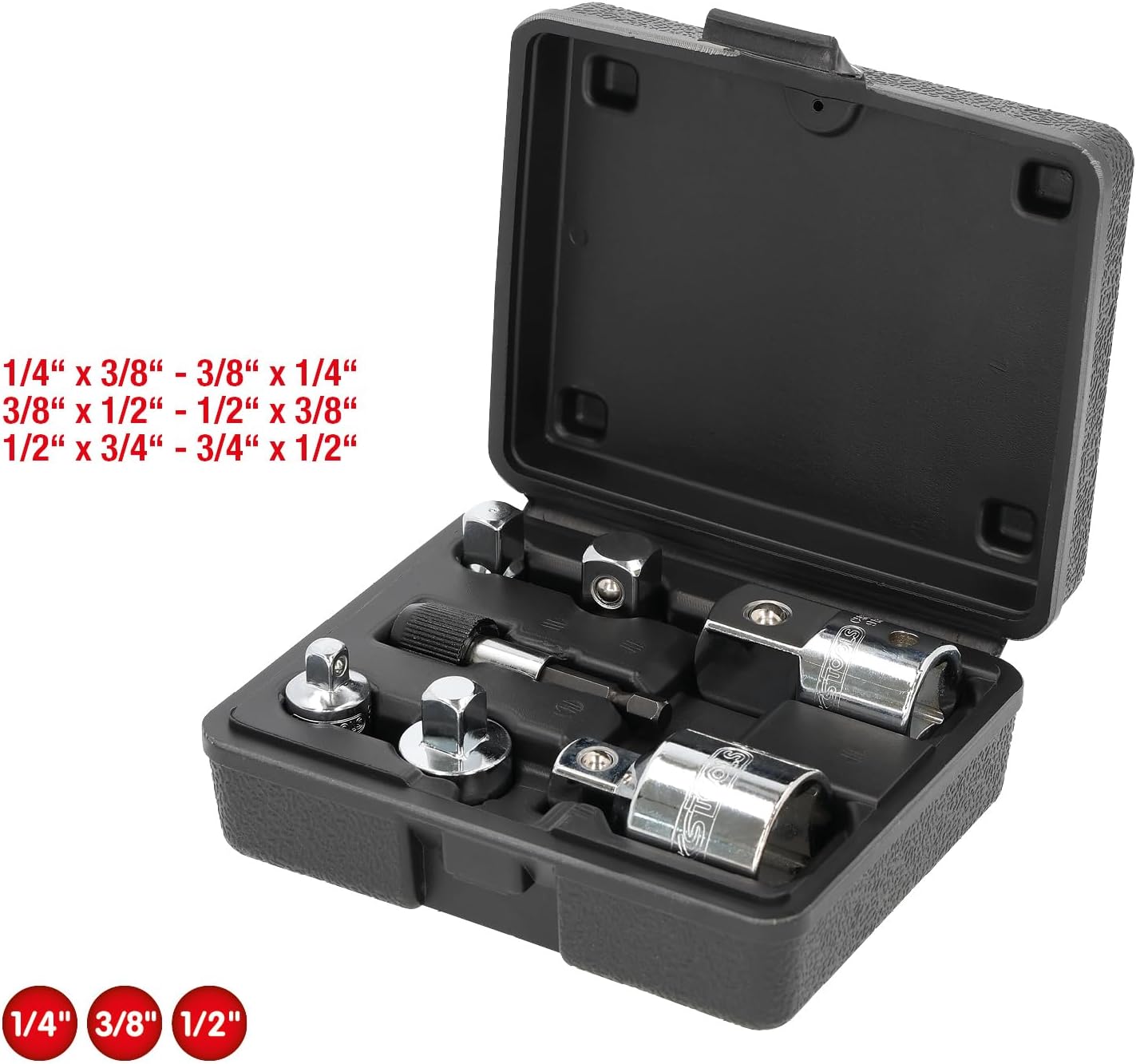 🚗 KFZ & Werkstatt – KS Tools 918.0707 1/4"+3/8"+1/2"+3/4" CHROMEplus Adaptor and reducing adaptor set, 7 pcs – Bild 2