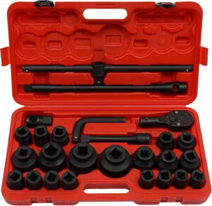 🚗 KFZ & Werkstatt – 3/4 Inch and 1 Inch 21-65 mm Socket Set Socket Set 26-Piece Truck Ratchet Box Socket Set for Home Car Repairs or Mechanical Devices Modifications etc