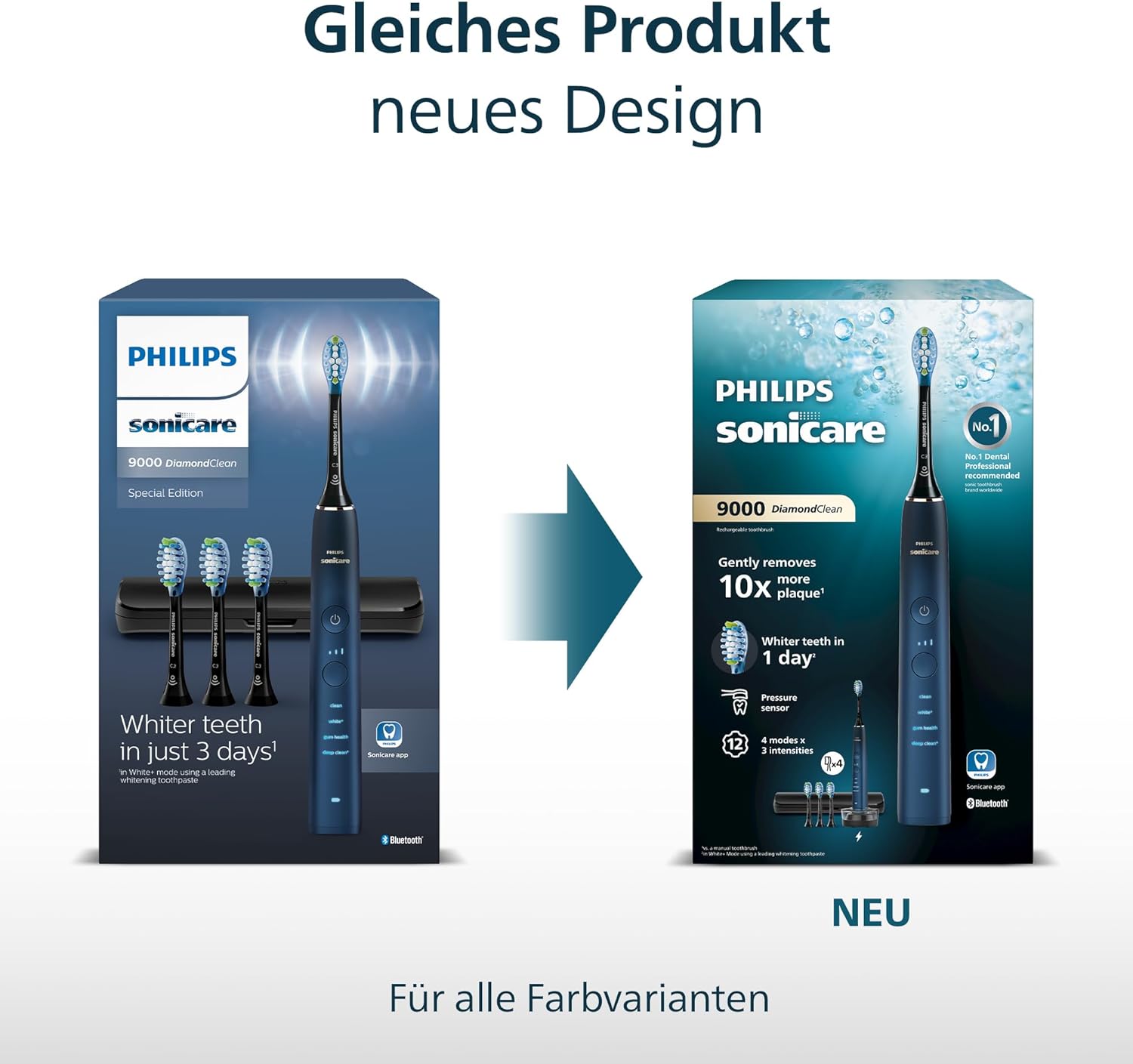 🔥 Angebote & Aktionen – Philips Sonicare DiamondClean 9000 Series Power Electric Toothbrush Special Edition - Sonic Brush, Dunkelblau, 4x C3 Premium Plaque Control Bürstenkopf (Modell HX9911/89) – Bild 6