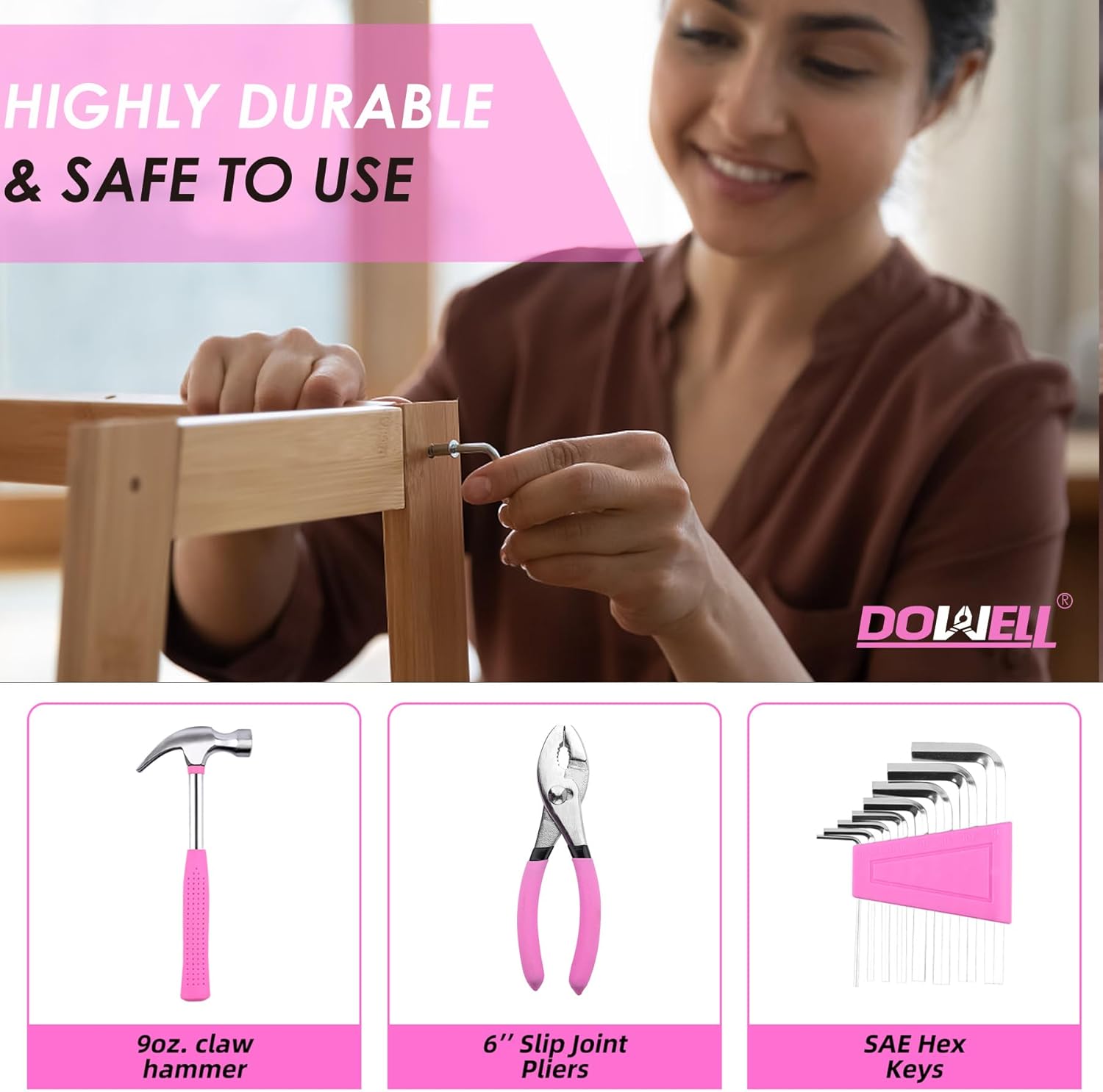 🔥 Angebote & Aktionen – DOWELL 40 Pieces Home Tool Set, General Household Hand Pink Tool Set with Plastic Tool Box, Storage Case for Home, Mini Tool Set for Women – Bild 5
