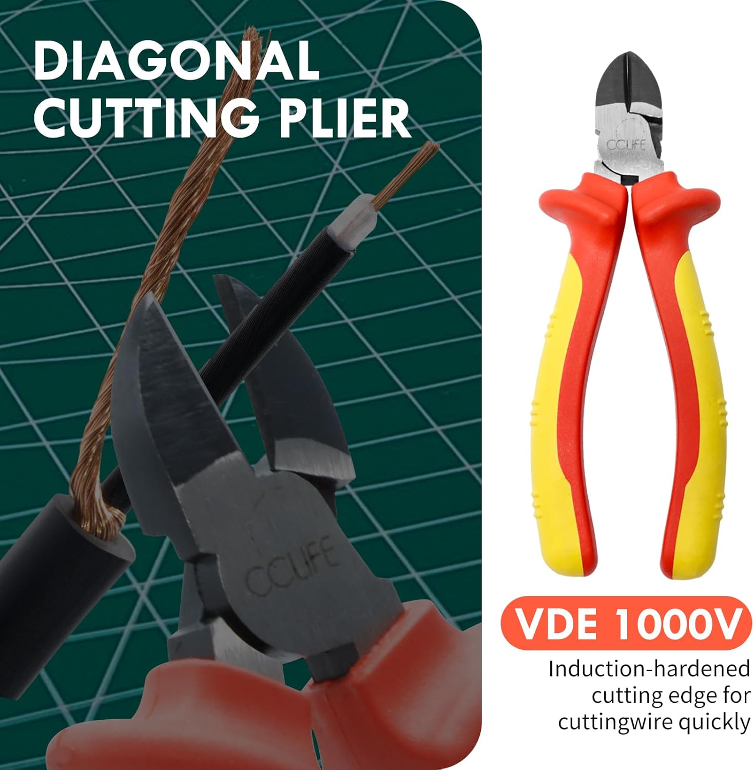 ⚡ Elektro & Technik – CCLIFE VDE-Zangen-Set 1000 V, 3-teilig, Universal-Kombizange 170 mm + Flachzange 170 mm + Seitenschneider 160 mm, Zangen-Set elektrisch, für Haushalt, Werkstattgerät, Elektrowerkzeug – Bild 4