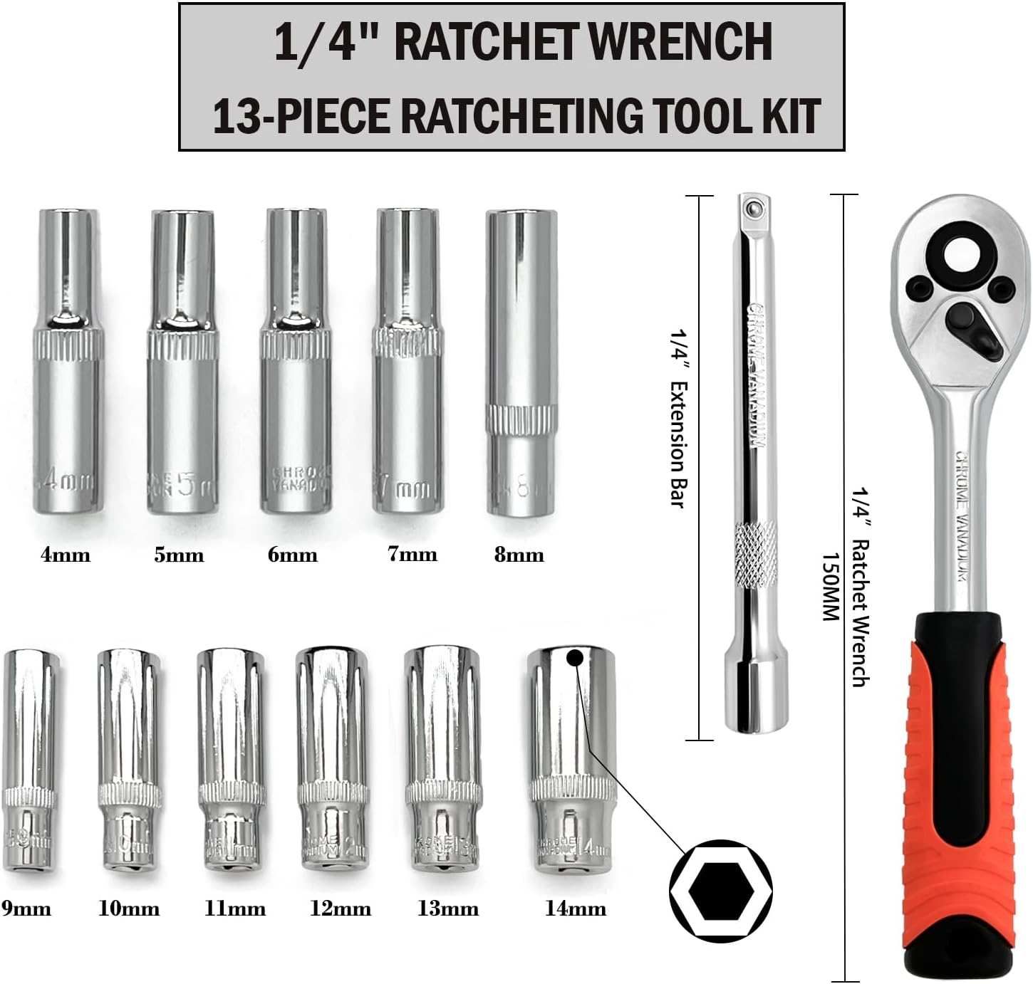 🚗 KFZ & Werkstatt – 1/4 Inch Professional Ratchet Set, Socket Spanner Set 1/4, Small Ratchet with 24 Teeth Precision Mechanics & Cr-V Bits, Complete Set with Quick Release, Extension, Organiser, Ratchet Wrench – Bild 2