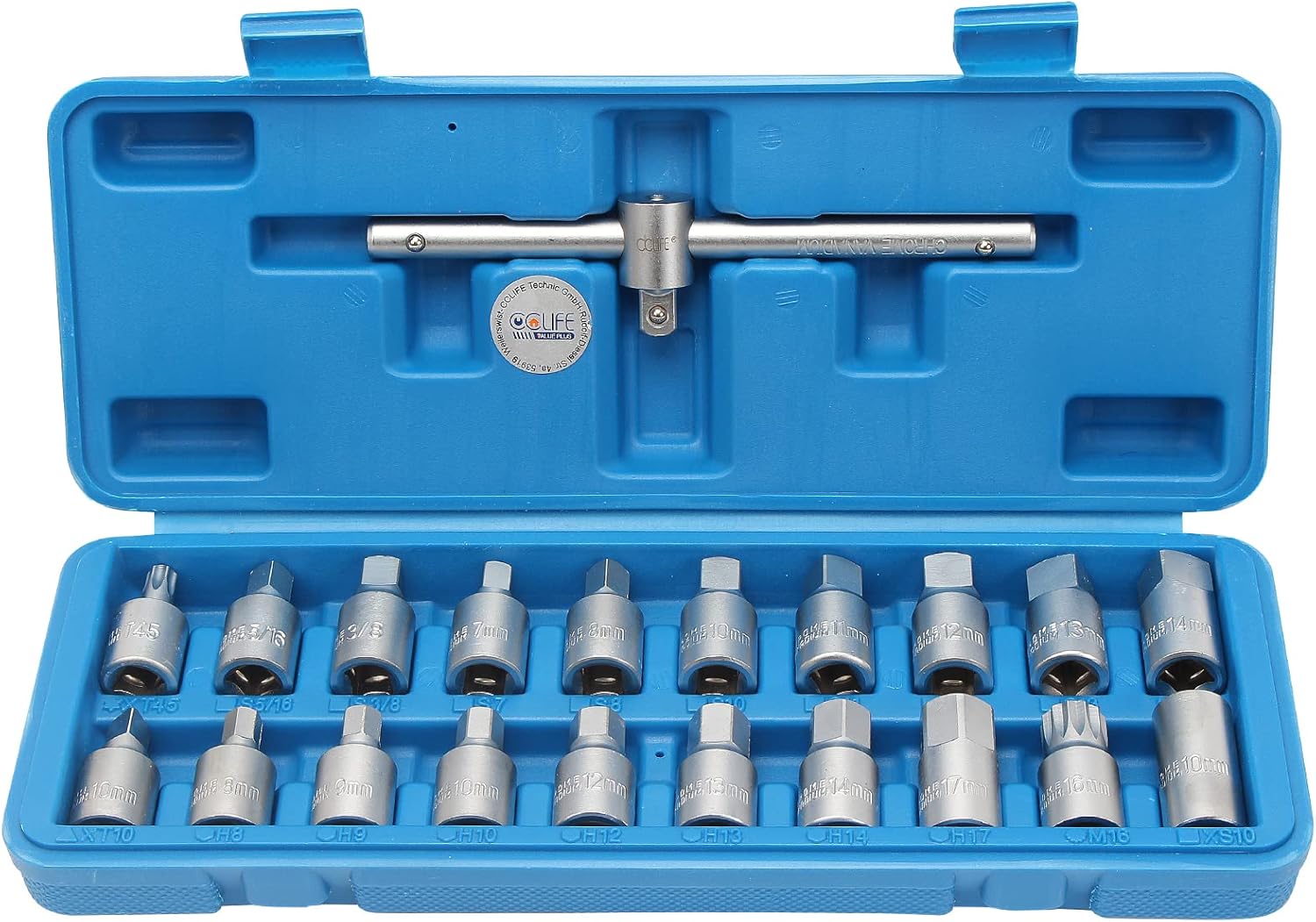 🚗 KFZ & Werkstatt – CCLIFE 21-Piece 3/8 Inch Oil Service Wrench Oil Service Oil Drain Plug Set Oil Pan Socket Spanner Set with VW BMW etc