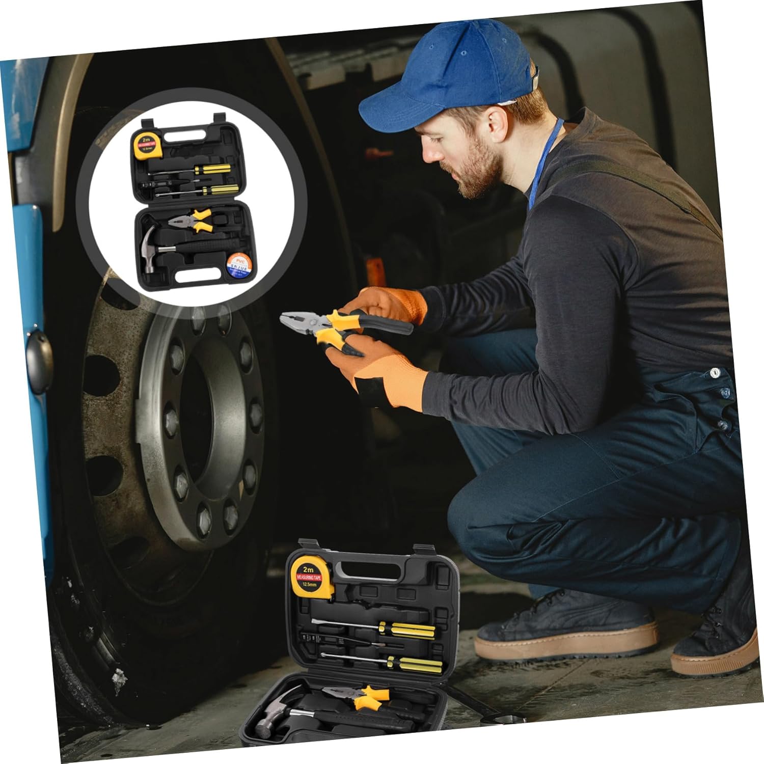 🚗 KFZ & Werkstatt – Hemobllo 9-Piece Tool Set, Multifunctional Tool Box for DIY and Automotive Repair, Robust Hand Tools for Precise Repairs and Maintenance, Compact and – Bild 9