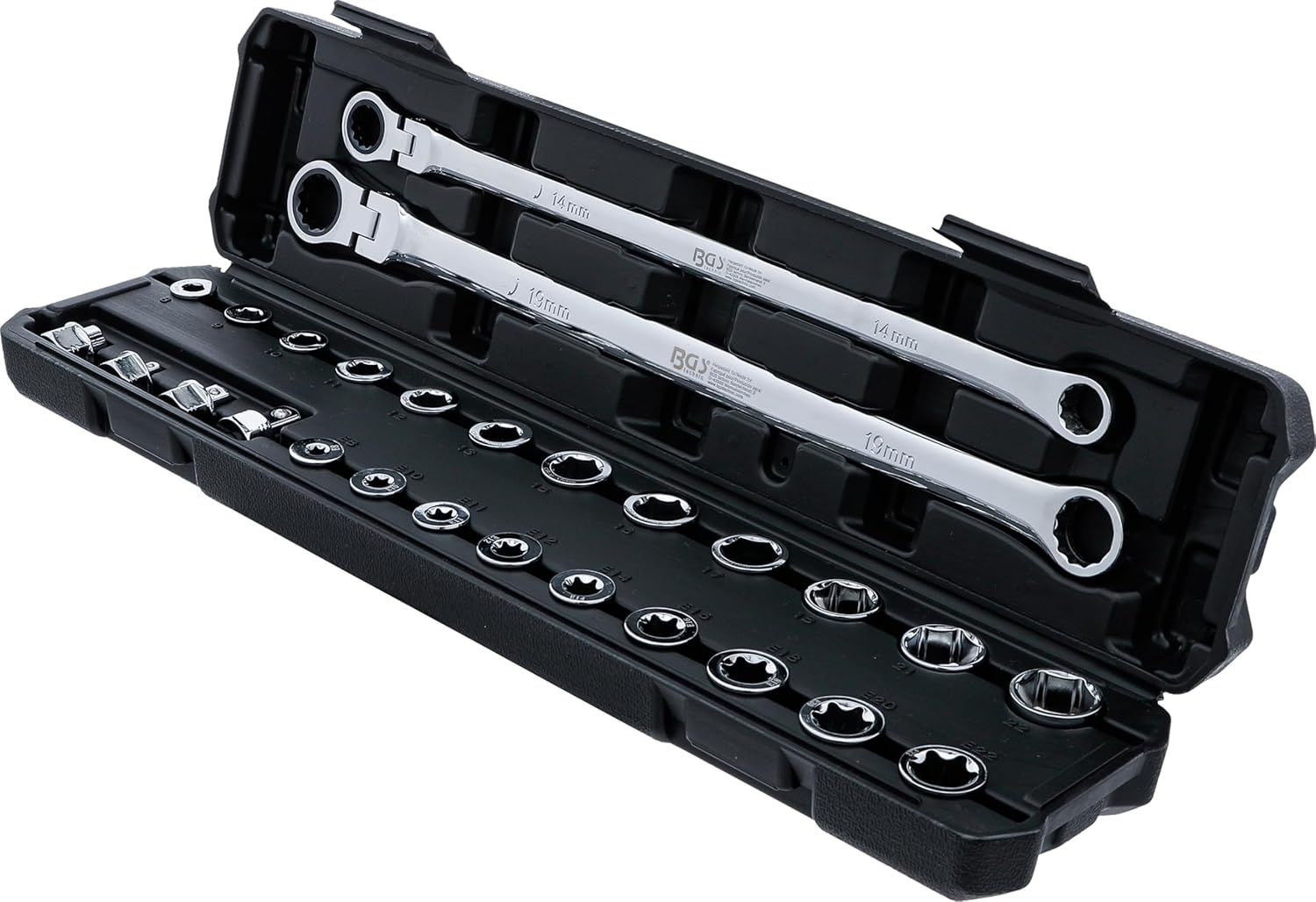 🚗 KFZ & Werkstatt – BGS 74274 | Double Ring and Ratchet Ring Joint Spanner Set | Extra Long | 27 Pieces – Bild 3