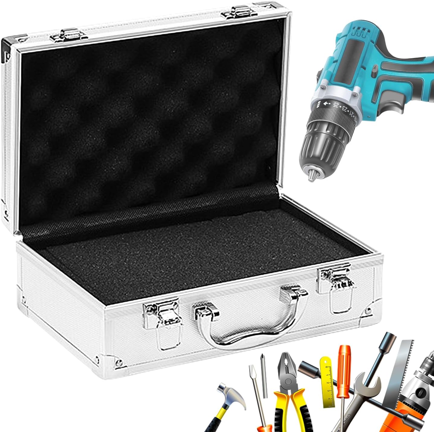 ⚡ Elektro & Technik – Kleine Aluminiumbox, Aluminiumkoffer, 25,5 x 16,5 x 9,5 cm, Aluminium-Werkzeugkiste, leere Aluminiumbox, Werkzeug-Aluminiumkoffer mit Schaumstoff-Tragekoffer für Elektriker, stoßfester Hartschalen-Tragekoffer – Bild 9