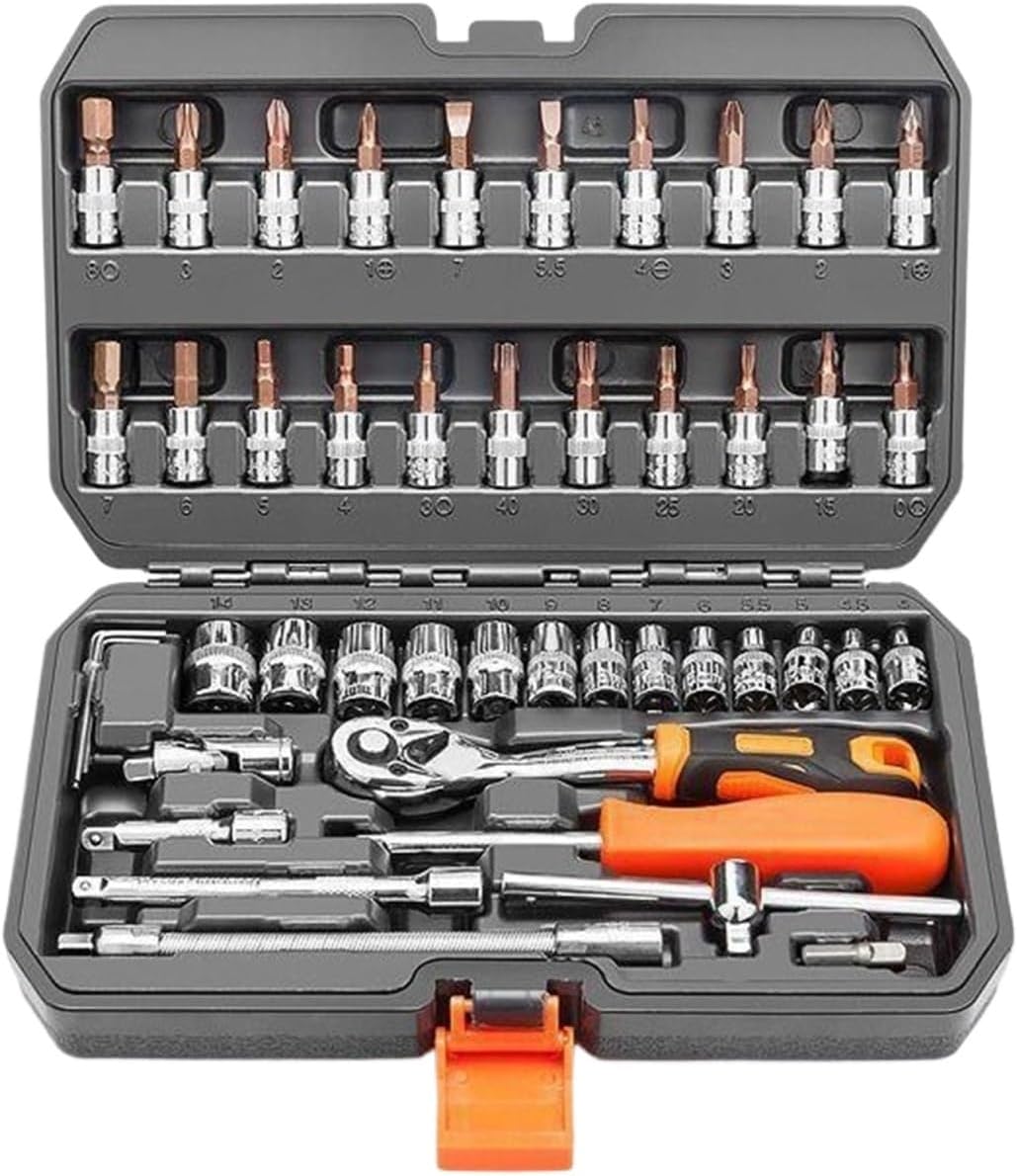🚗 KFZ & Werkstatt – Car Tool Set 46 Pieces Tool Set Household Socket Wrench Set Car Repair Tool Set with Toolbox Tool Box
