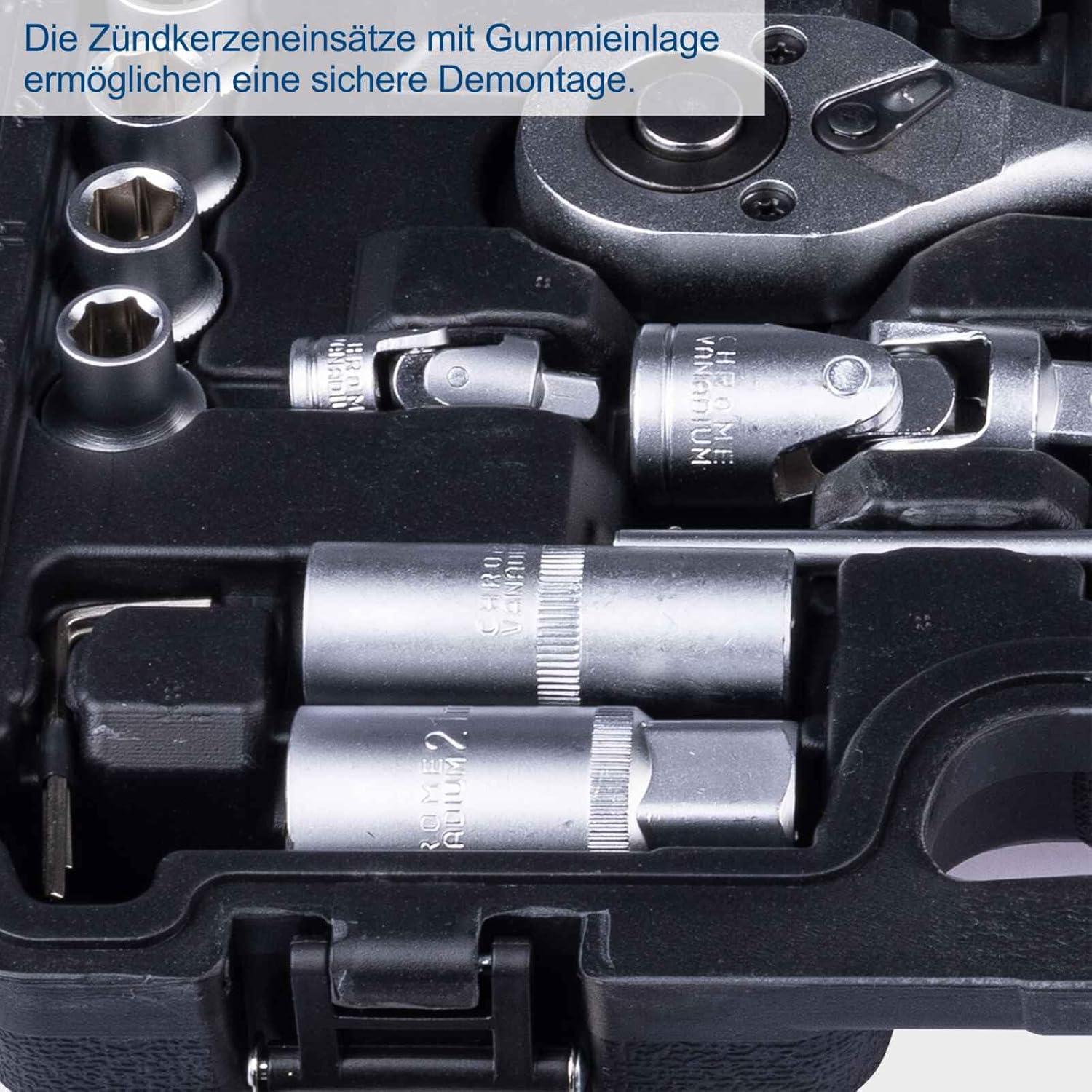 🚗 KFZ & Werkstatt – Scheppach Tool Box TB97 / TB100, 94 Piece Tool Set in Robust Plastic Case, Tools Made of High-Quality Chrome Vanadium Steel, Socket Spanner Inserts, Bit Inserts, Allen Keys and Much More – Bild 3