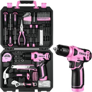 🔥 Angebote & Aktionen – DEKO Tool Box Cordless Screwdriver Tool Box Tool Set 126 Pieces Professional Tool Box for DIY Use for Offices and Garden, Pink