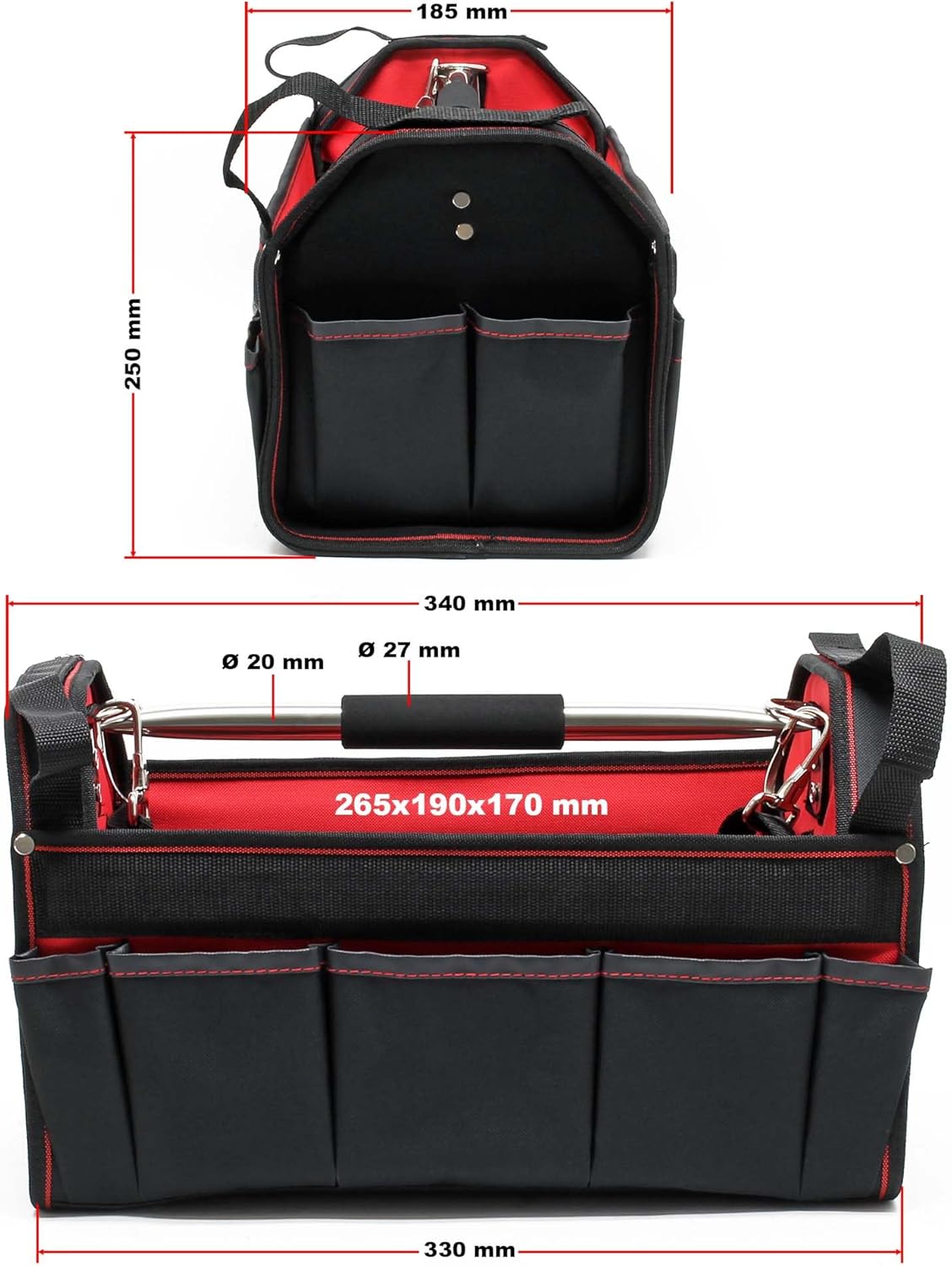 ⚡ Elektro & Technik – L-Werkzeugtasche mit verstellbarem Schultergurt und Tragegriff, Innen- und Außentaschen – Bild 6