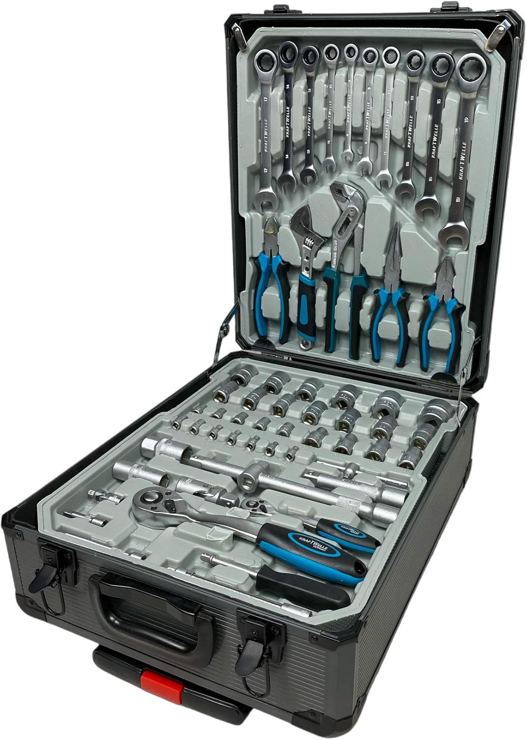 🔥 Angebote & Aktionen – Kraftwelle Tool Trolley Tool Box 188 Piece Tool Set Aluminium Case Rollable 4 Inserts Ratchet Set Car Motorcycle Screwdriver Ring Ratchet – Bild 2