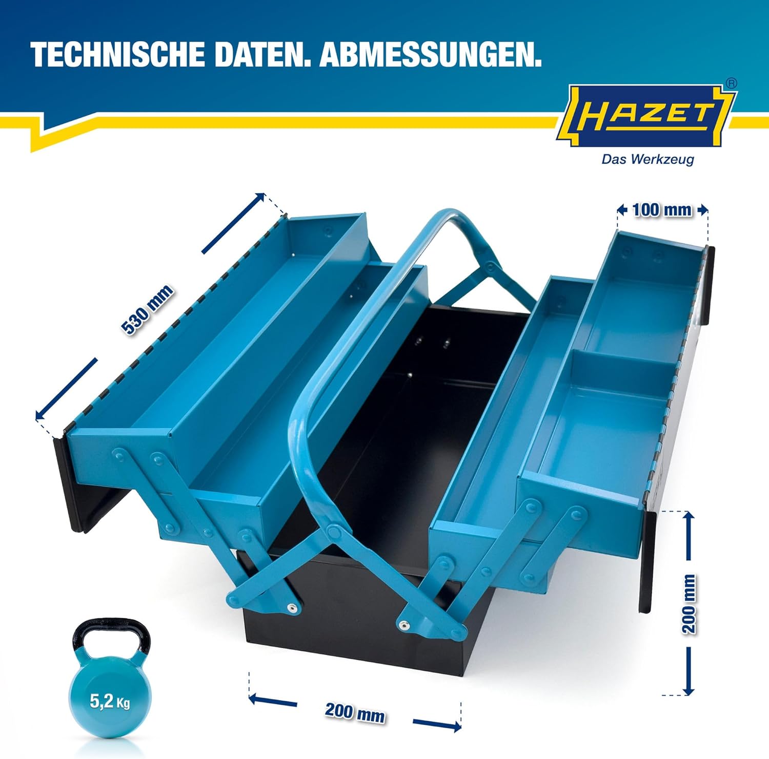 🔥 Angebote & Aktionen – Hazet 190L Metal Tool Box (Empty) - 245 x 575 x 210 mm – Bild 7