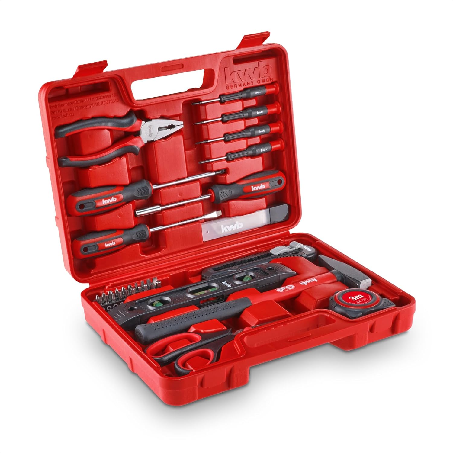 🔥 Angebote & Aktionen – kwb Tool Box 35 Pieces Tool Set Tool Box (Household Basic Equipment with Screwdrivers, Bits, Combination Pliers, Tape Measure, Hammer, Scissors, Spirit Level, Snap Off Blade Knife, etc.)