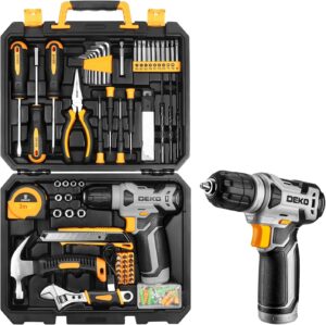 🔥 Angebote & Aktionen – DEKO 126-Piece Filled Tool Box with 8V Cordless Screwdriver/Drill, Professional Tool Set for DIY & Craftsmen, Compact Case with Accessories, Grey