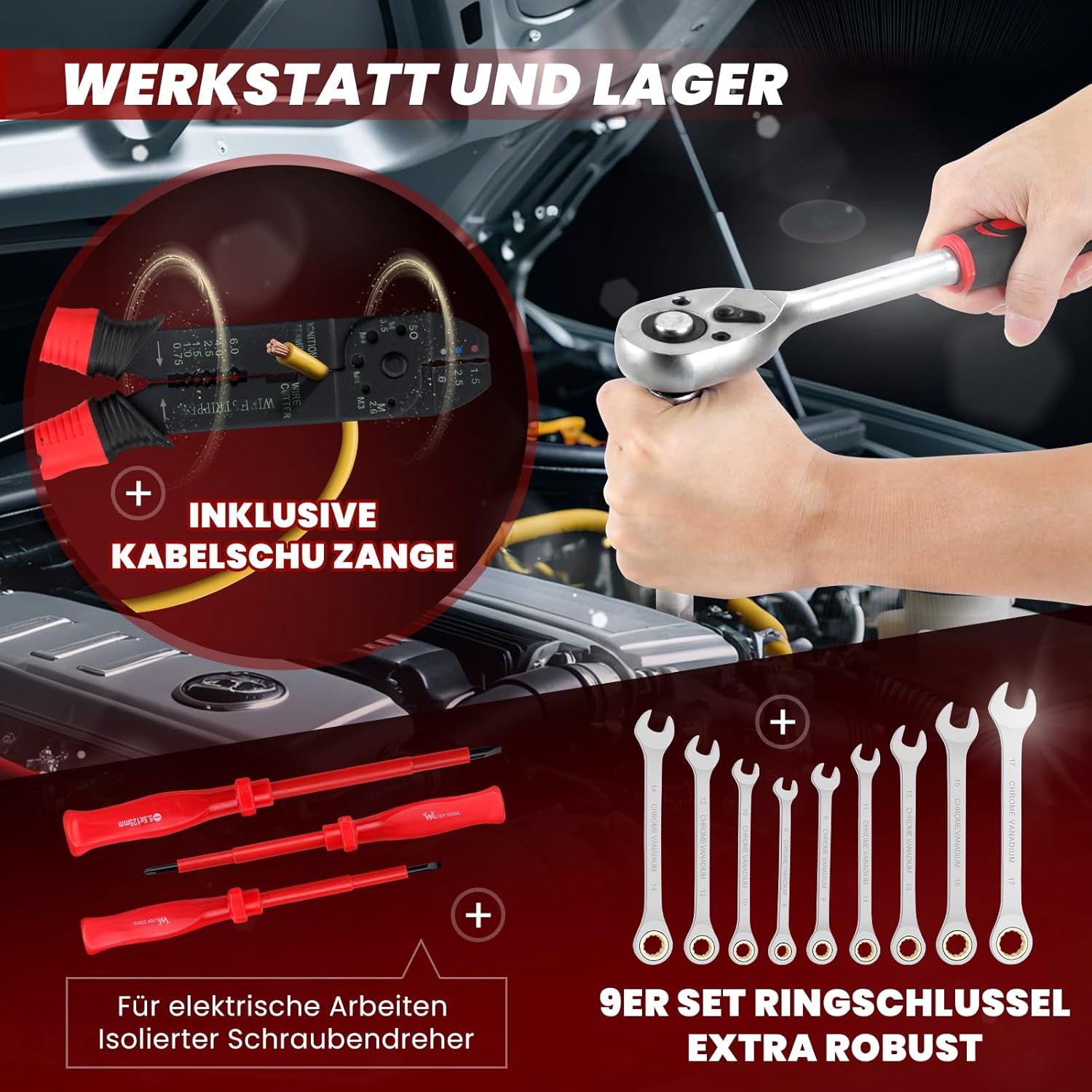 🔥 Angebote & Aktionen – Walter Stahl Tool Box Filled 409 Pieces | Tool Box | Aluminium Case | Tool Set | for Workshop and Household, Includes Wrench, Pliers etc – Bild 5