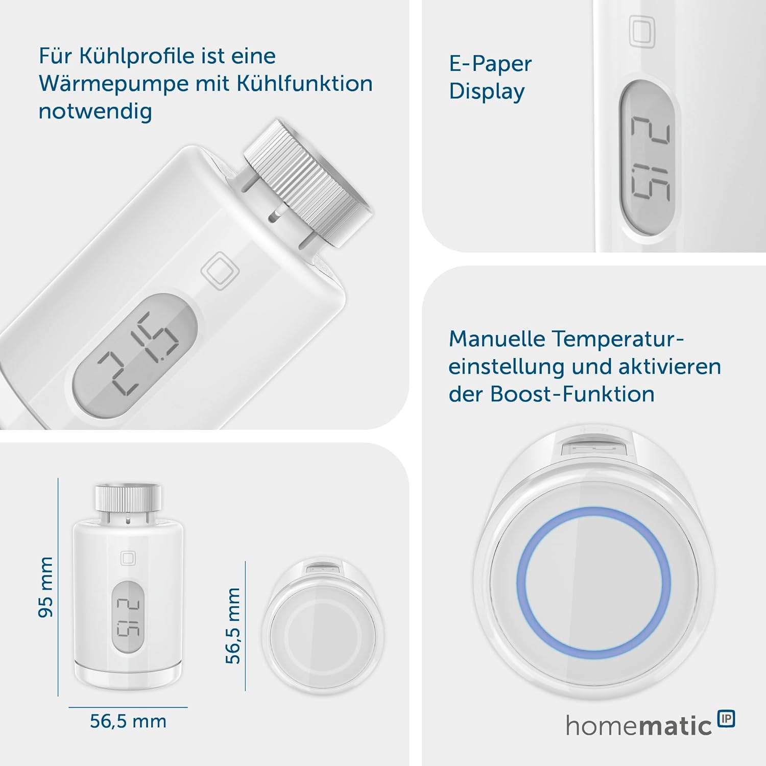 🔥 Angebote & Aktionen – Homematic IP Smart Home Radiator Thermostat - Pure, Digital Thermostat Heating, Control via App, Alexa, Google Assistant, Easy Installation, Energy Saving, 161046A0 – Bild 3