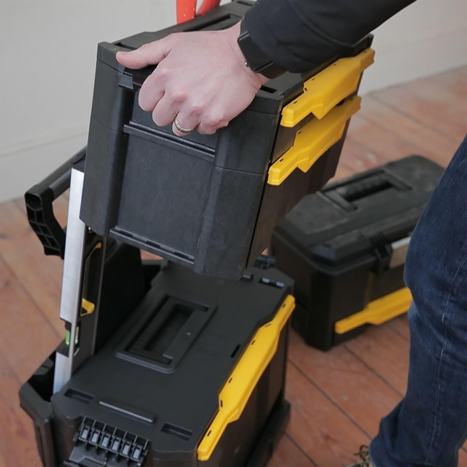 ⚡ Elektro & Technik – Stanley 1-79-206 Rollwerkstatt aus Metall und Kunststoff, leerer Werkzeugwagen mit 3 modularen Einheiten, vielseitiger Werkzeugkasten für Kleinteile und große Werkzeuge, 1-79-206 – Bild 18