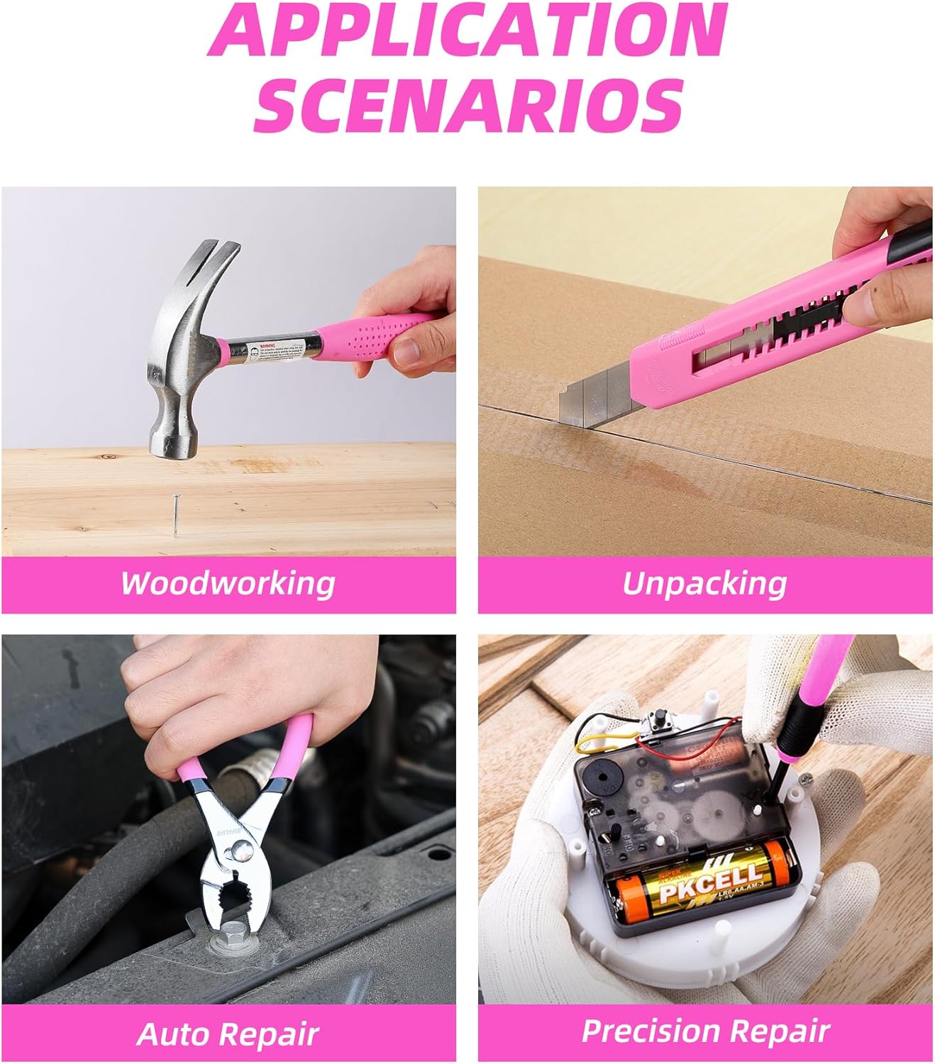 🔥 Angebote & Aktionen – Pink 40 Pcs General Household Hand Tool Set with Plastic Tool Box Storage Case Pink – Bild 6