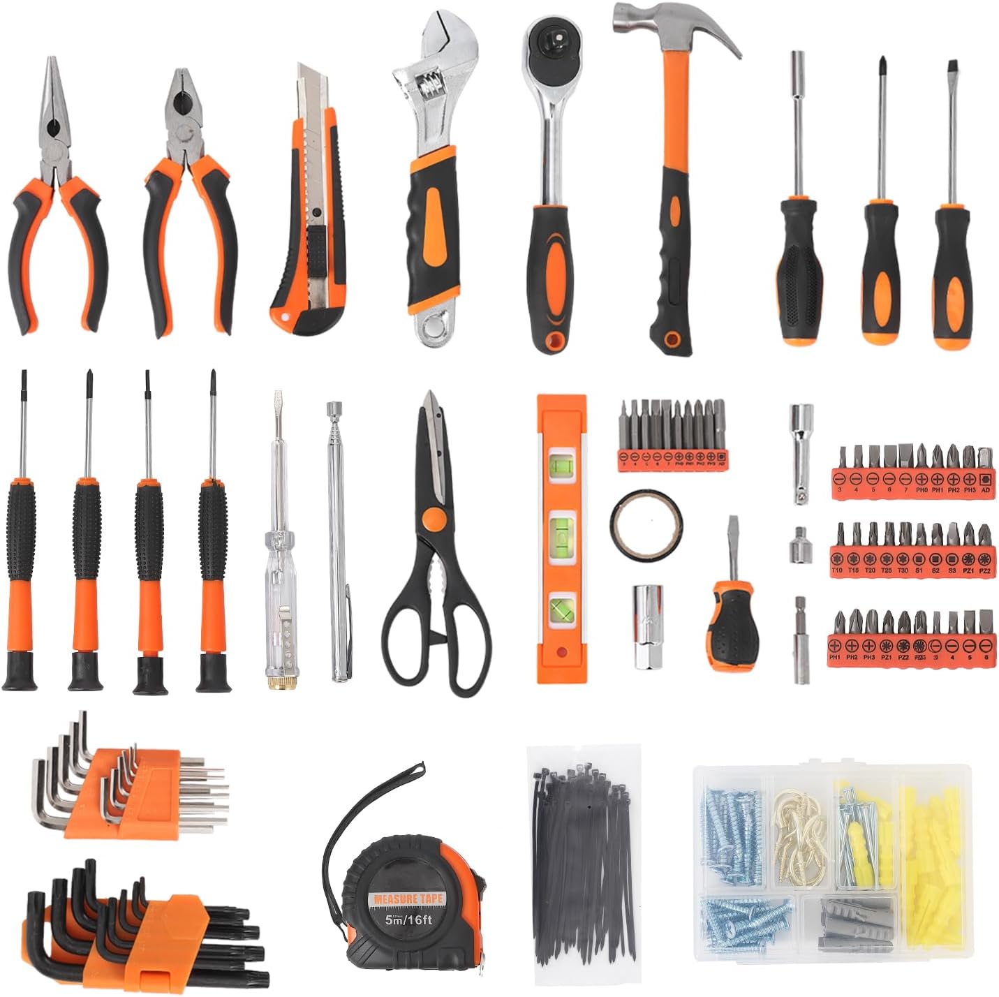 🔥 Angebote & Aktionen – Tool Box 247 Pieces, Sturdy Case Tool Set with Wrench, Hammer, Pliers, Screwdrivers and Much More, Stackable Plastic Case for Home, Garage and Workshop – Bild 6